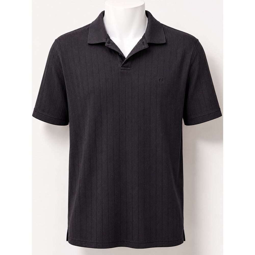 Pierre Cardin Textured Polo Shirt Men’s Large Black Short Sleeve Classic Fit